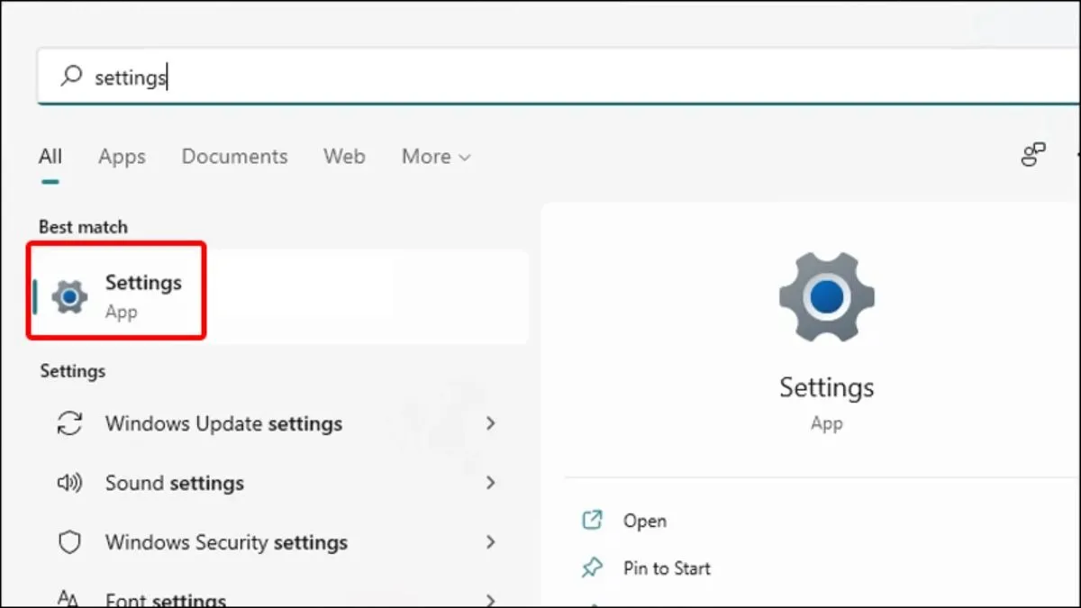 Biểu tượng Settings trên Windows 11 để bật Bluetooth Dell Inspiron