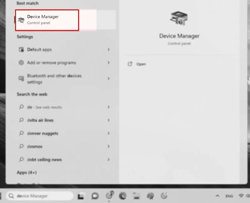 Mô tả quy trình mở Device Manager và tìm kiếm các thiết bị Human Interface Devices