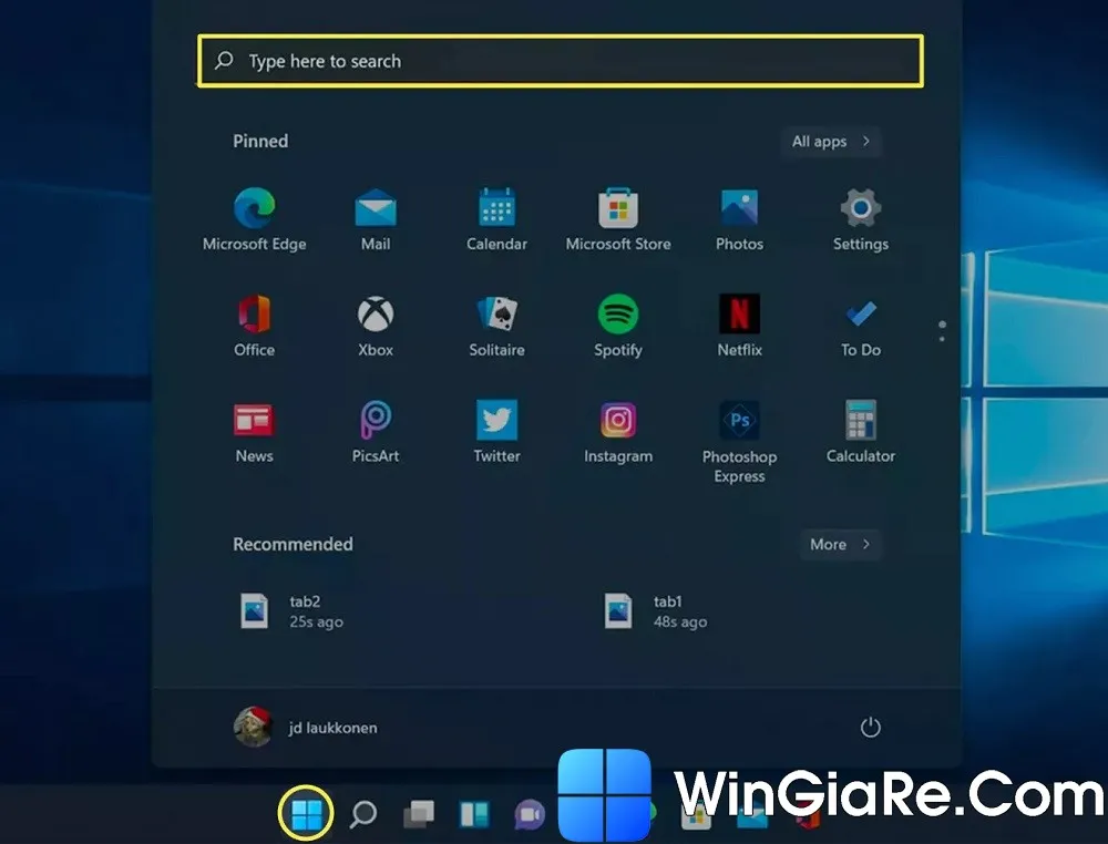 Nhấn Windows trên bàn phím để bắt đầu tìm kiếm cài đặt Touchpad