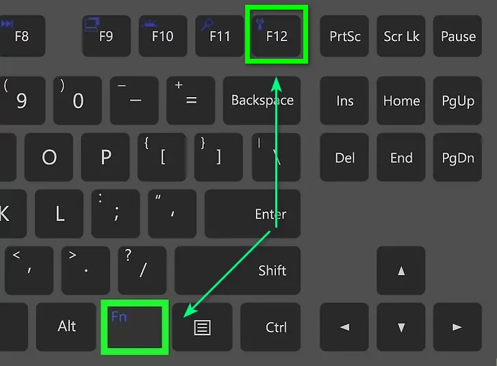 Tổ hợp phím Fn + F12 trên laptop HP để bật/tắt kết nối Wi-Fi