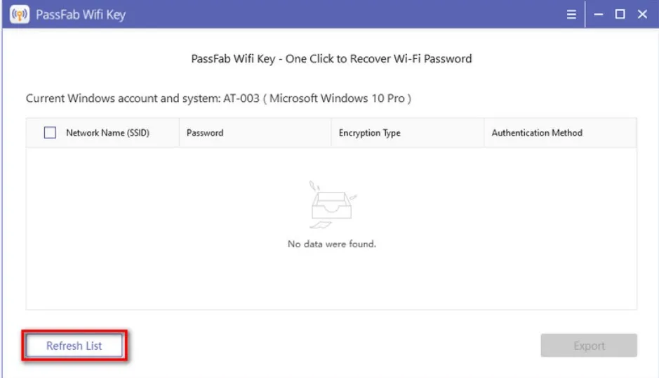 Giao diện phần mềm kiểm tra bảo mật mạng không dây trên máy tính Windows