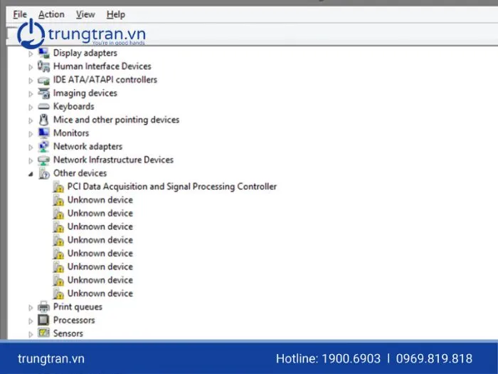 Giao diện Device Manager cho phép người dùng kiểm tra driver bị thiếu trên laptop Dell