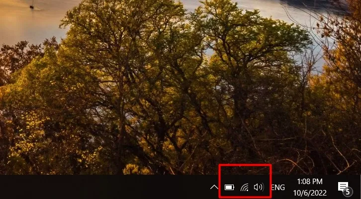 Khu vực chứa các biểu tượng WiFi, loa và Pin để truy cập Quick Settings