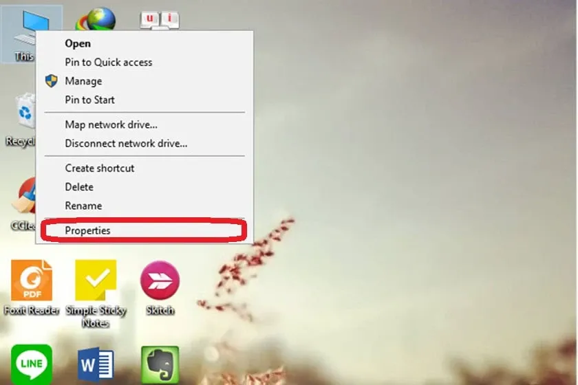 Thực hiện click chuột phải vào biểu tượng This PC để truy cập Properties