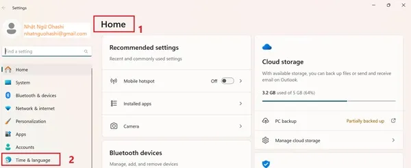 Giao diện cài đặt bàn phím tiếng Nhật trên laptop Windows 10