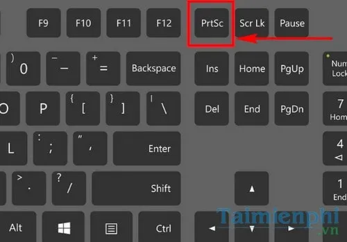 Vị trí phím Print Screen trên bàn phím máy tính để bàn thông thường