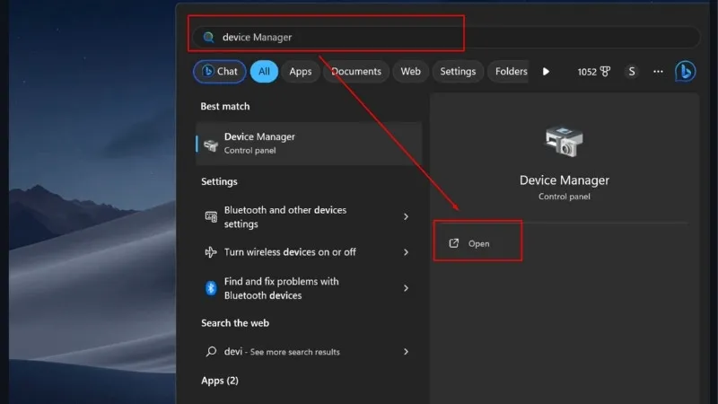 Mở Device Manager trên Windows 10 để quản lý cảm ứng