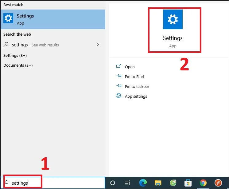 Giao diện tìm kiếm Settings của Windows để cấu hình Bluetooth trên laptop Lenovo