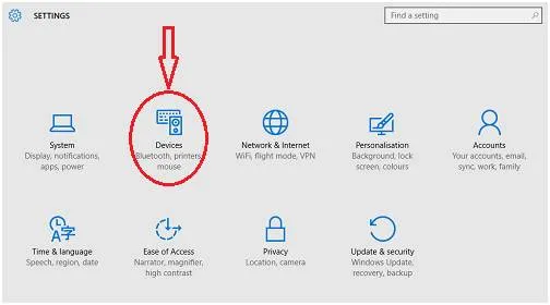 Cài đặt Devices trong Windows 10 khi thực hiện cách kết nối điện thoại với máy tính laptop