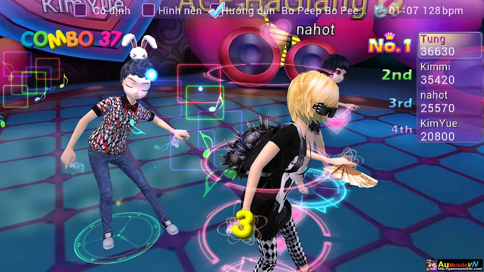 Giao diện phòng chờ Audition, minh họa cách tải game về laptop