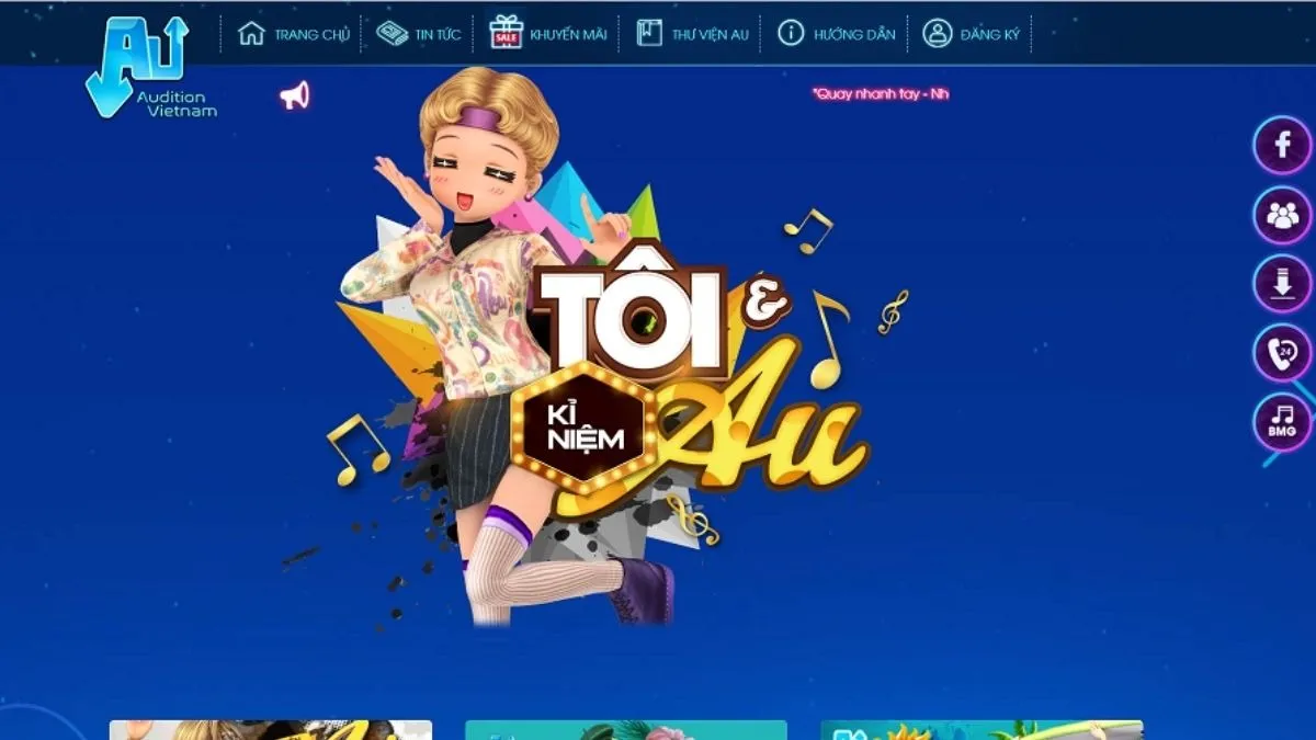 Giao diện trang chủ VTC Audition